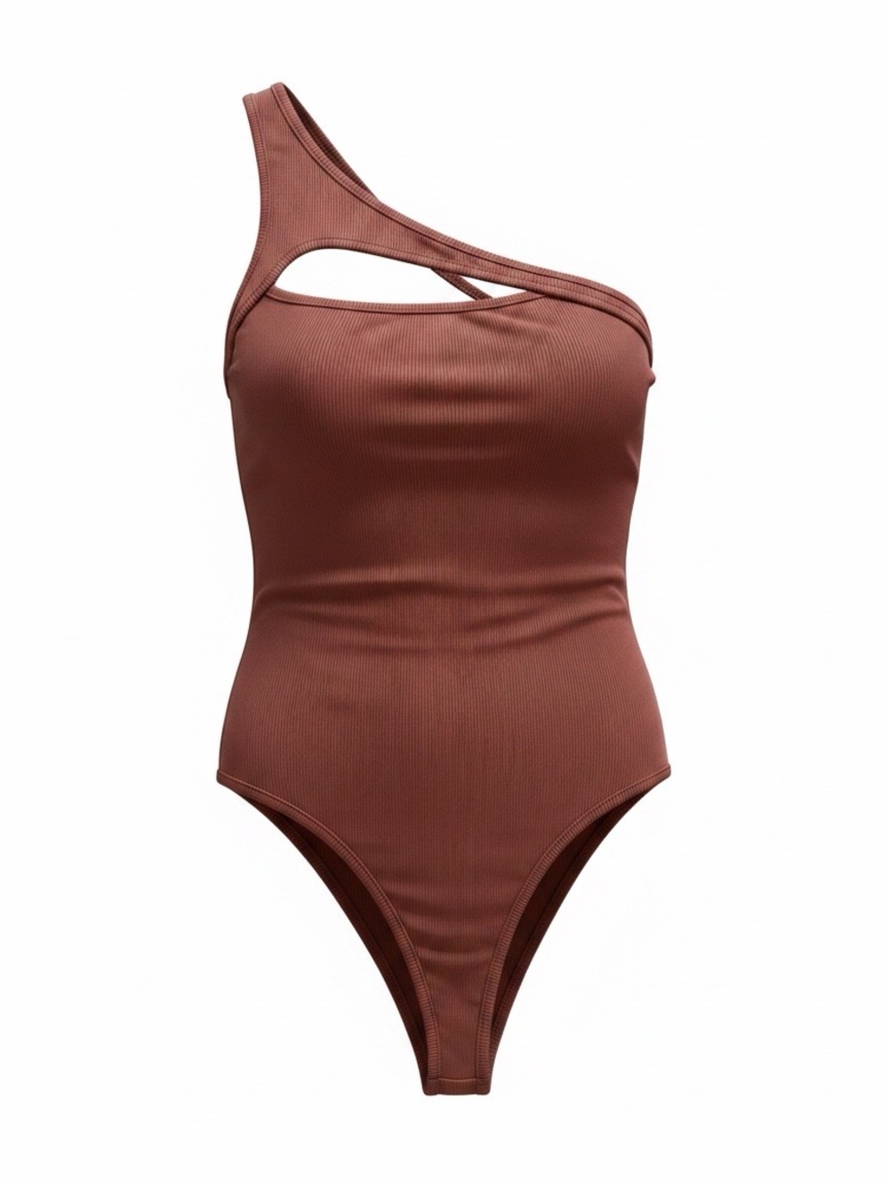 Chic and stylish One Shoulder Cut Out Rib Knit Bodysuit